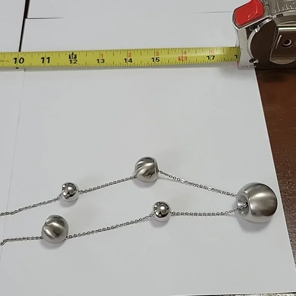 BREIL CHAOS Adjustable Necklace with Polished & Satin Steel Spheres EUC - Picture 7 of 12